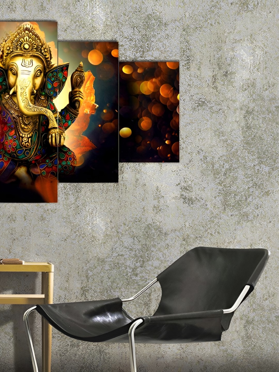 

CHRONIKLE Gold Tone & Red 5 Pieces Wooden Religious Paintings Wall Art