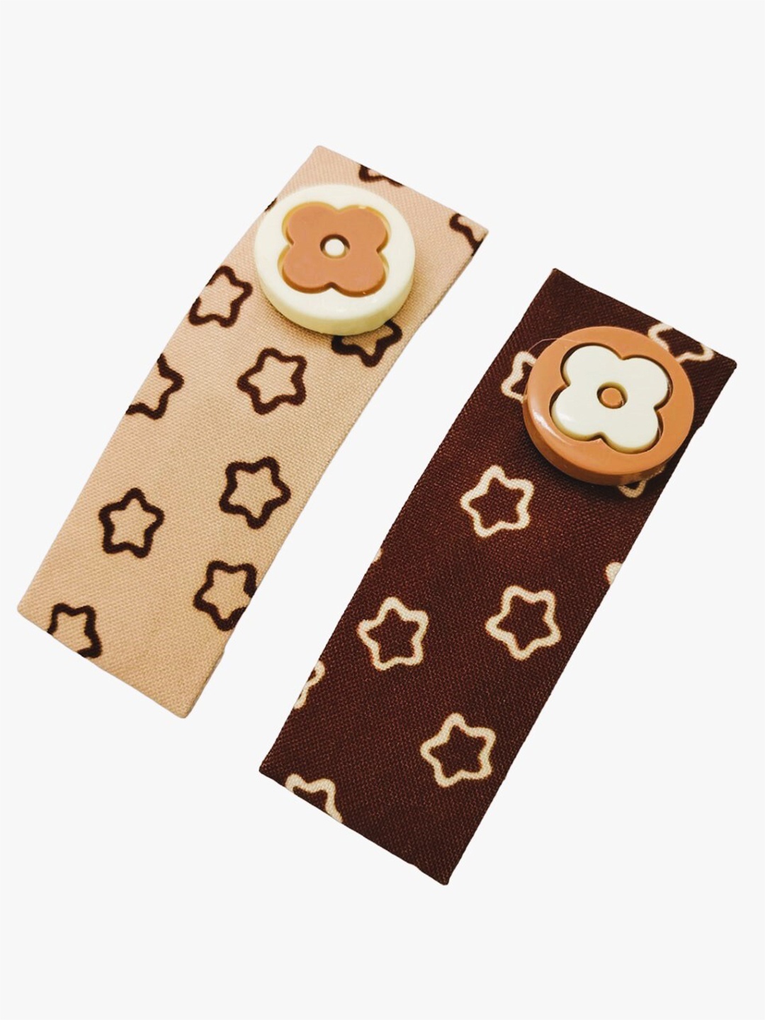 

FEMMIBELLA Set of 2 Galaxy Printed Tic Tac Hair Clips, Brown