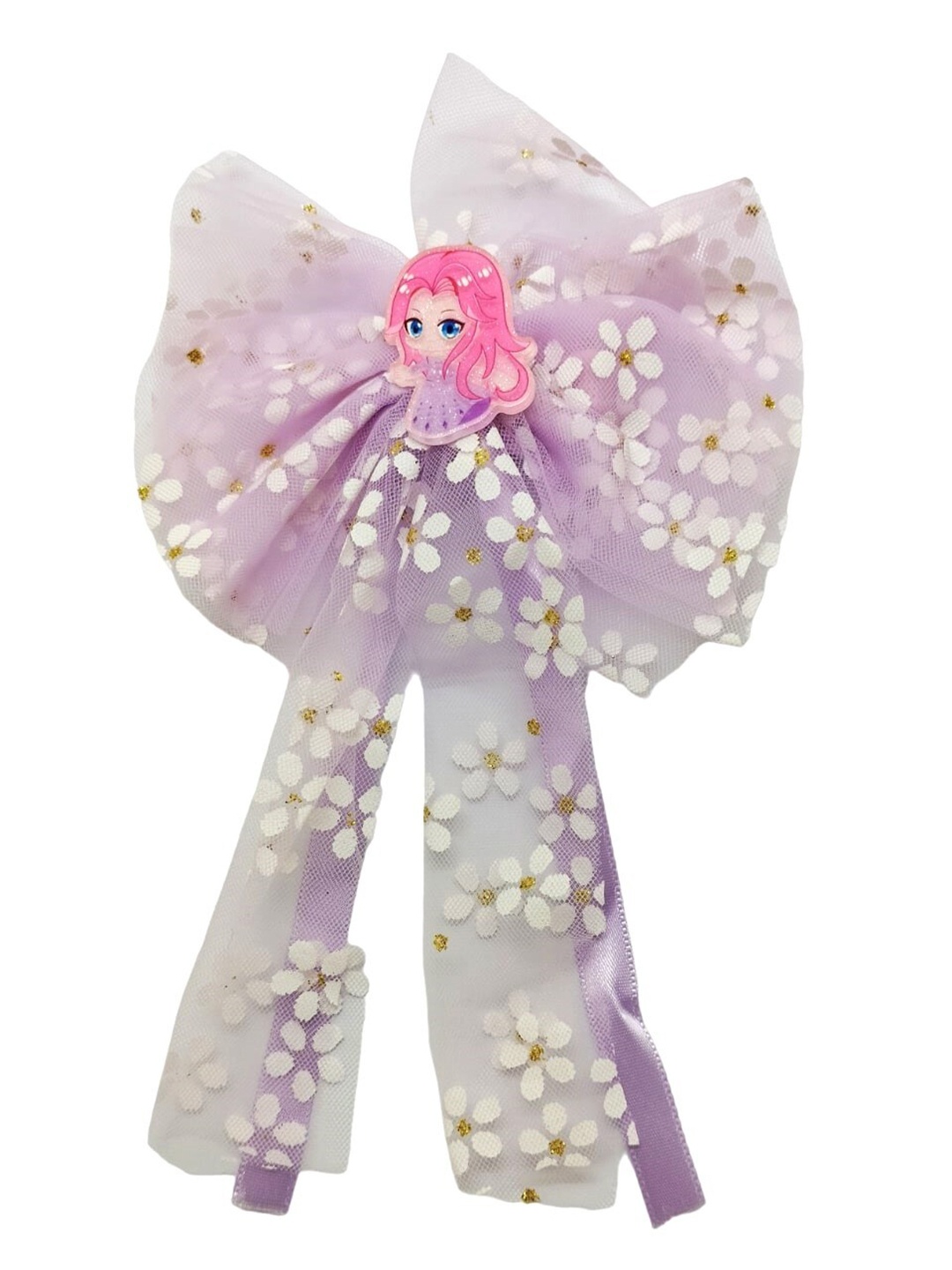 

FEMMIBELLA Girls Floral Printed Princess Bow Alligator Hair Clip, Purple