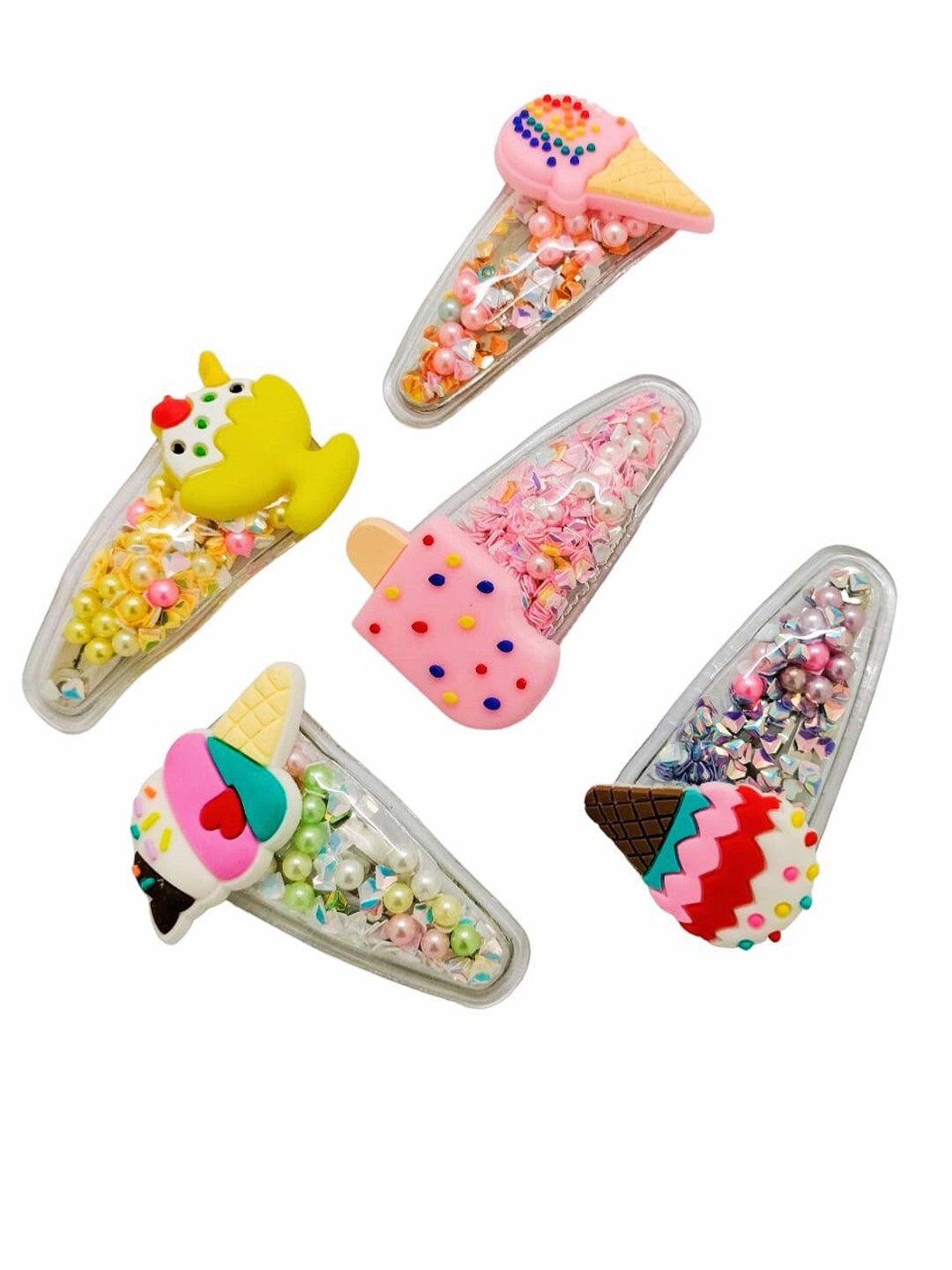 

FEMMIBELLA Girls Set Of 5 Embellished Tic Tac Hair Clip, Yellow