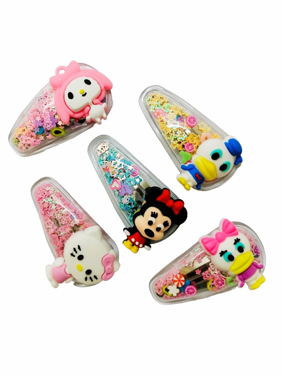 

FEMMIBELLA Girls Set of 5 Embellished Tic Tac Hair Clip, Pink