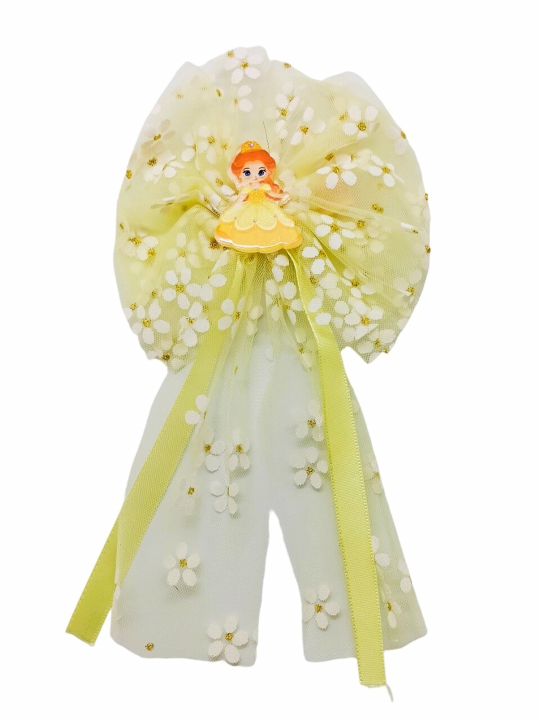 

FEMMIBELLA Girls Floral Printed Princess Bow Alligator Hair Clip, Yellow