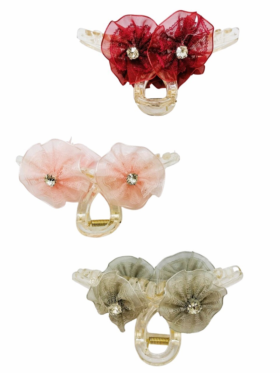 

FEMMIBELLA Set of 3 Lace Claw Clip, Grey