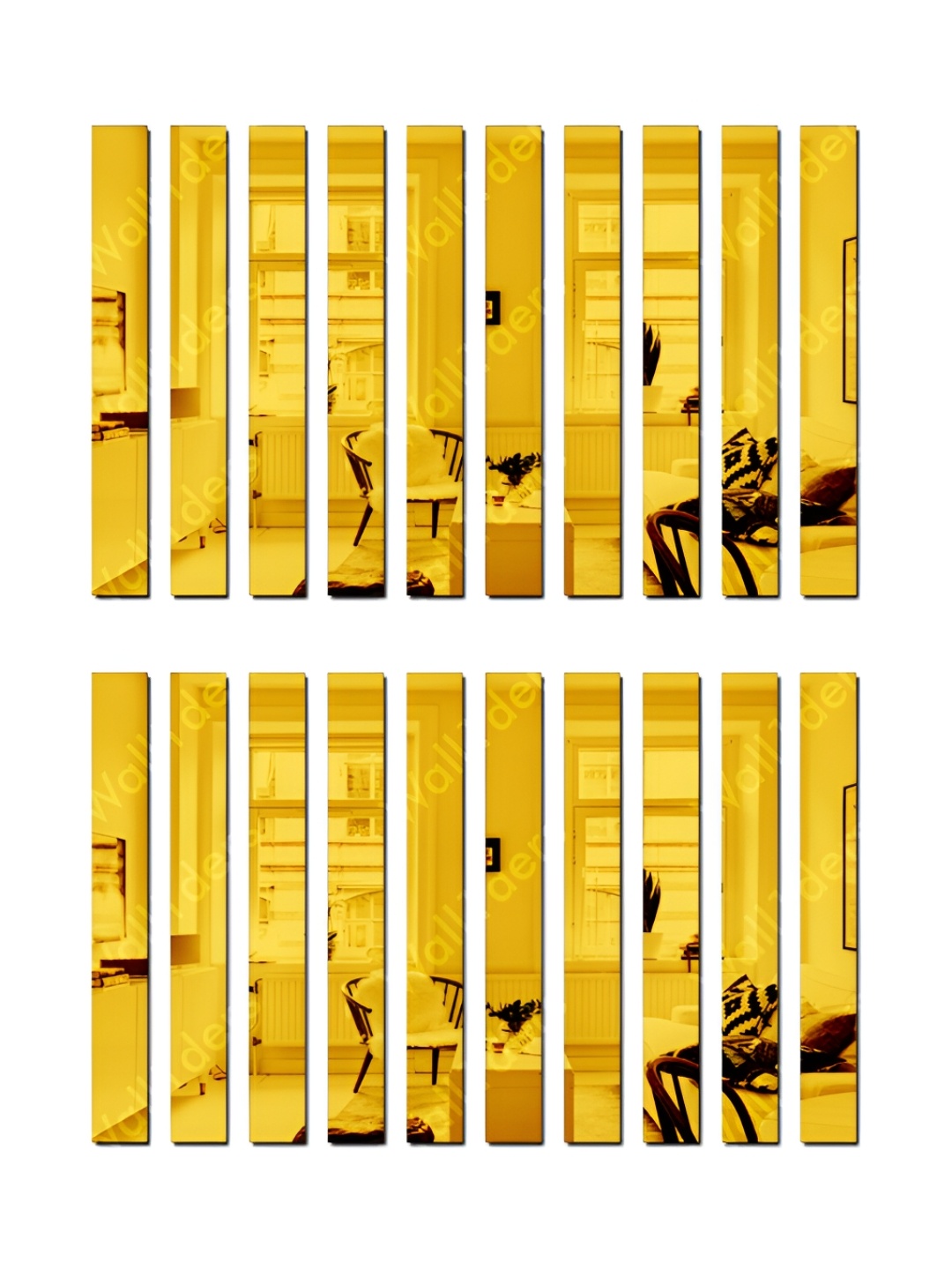 

Wall1ders Gold Toned 20 Pieces Strip Design Mirror Wall Stickers
