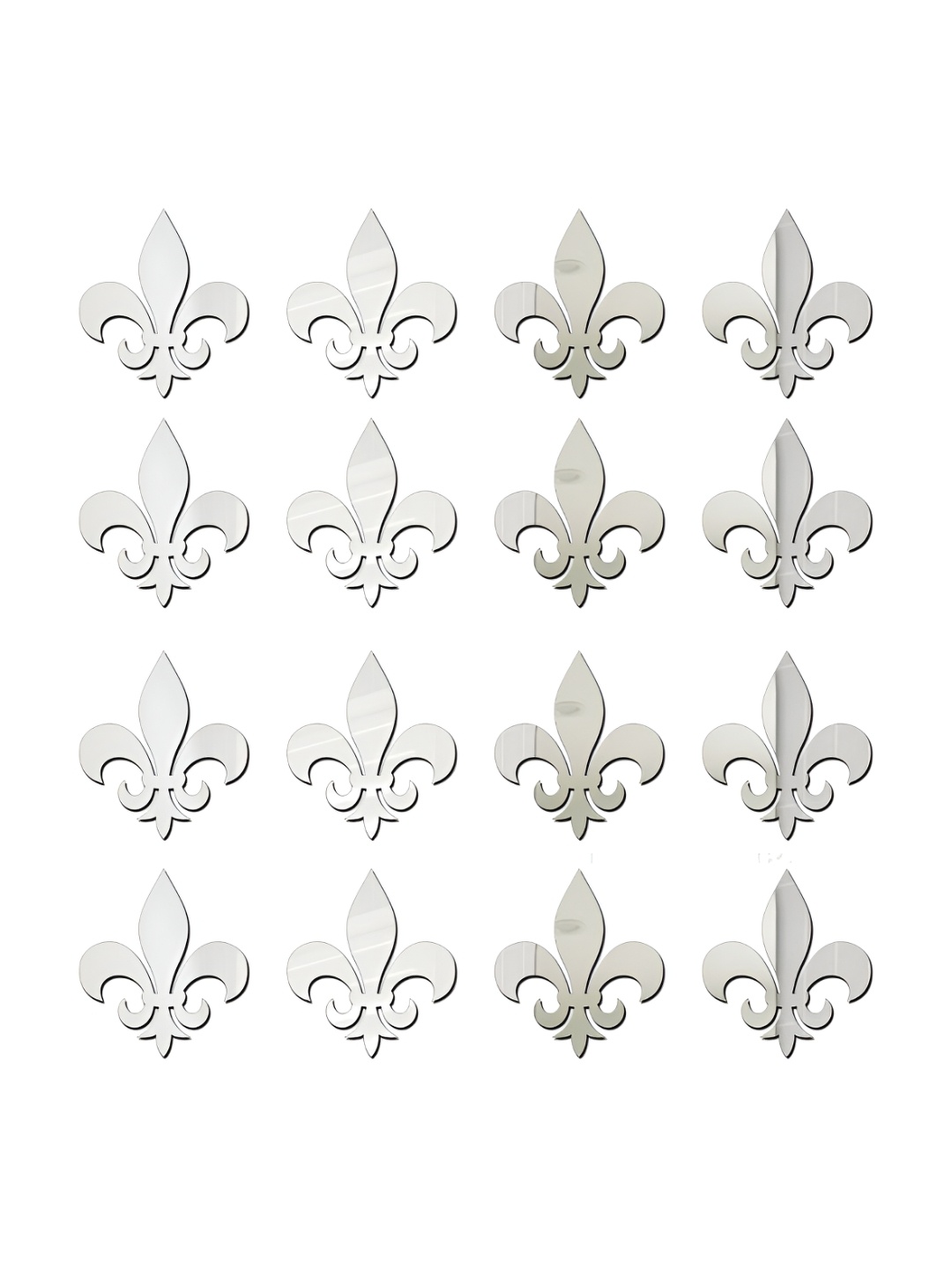 Wall1ders Silver Toned 16 Pcs Flure Mirror Wall Stickers