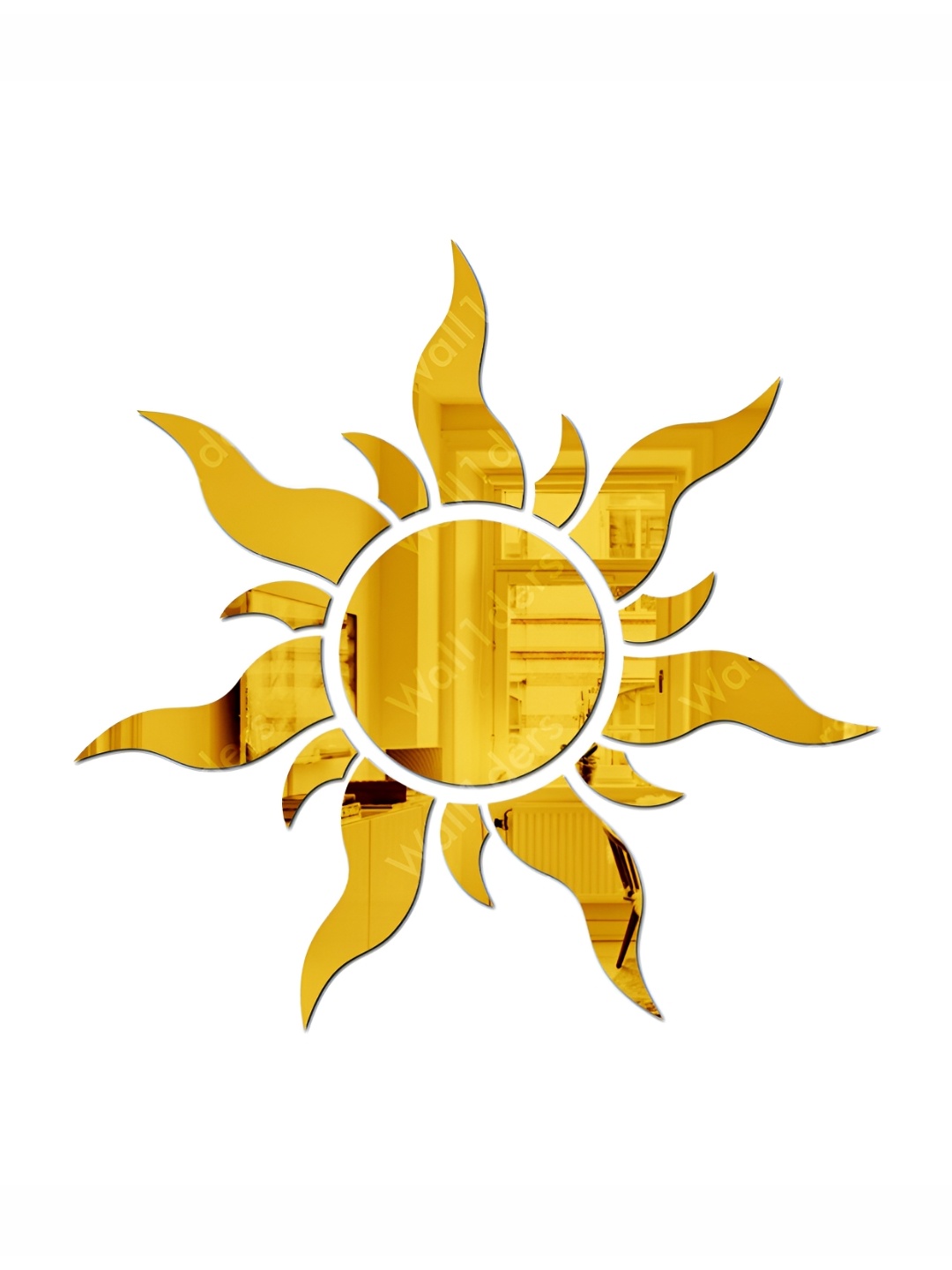 

Wall1ders Gold Toned 15 Pieces Sun Wave Mirror Wall Stickers