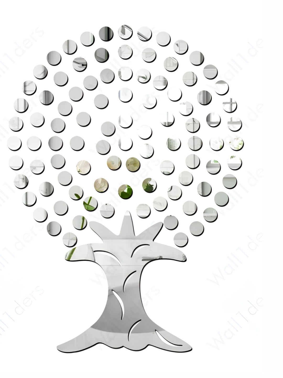 

Wall1ders Silver Toned 101 Pieces Dot Tree Mirror Wall Stickers