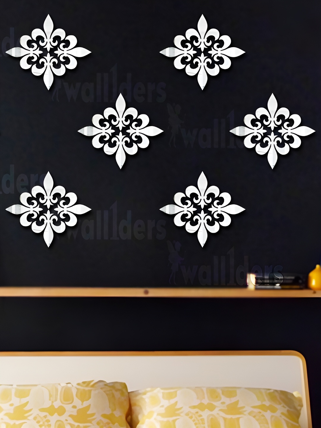 

Wall1ders Silver-Toned 20 Pieces Flure Mirror Wall Stickers