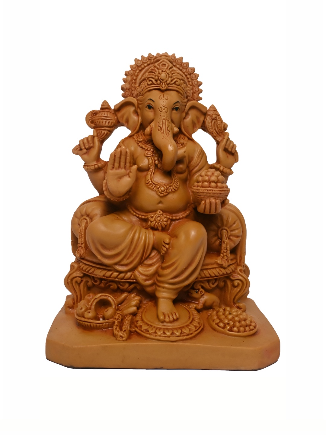 

KARIGHAR Brown Ganpati Bappa Religious Idol Showpiece