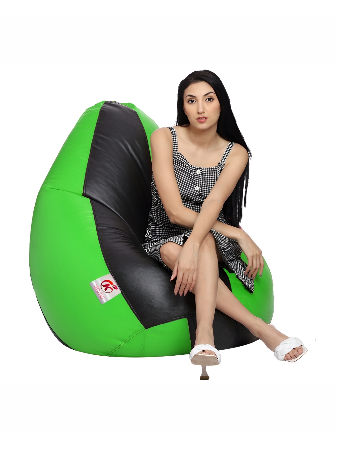 

Coaster Shine Green Black Colourblocked 3 XL Body Bean Bag Cover