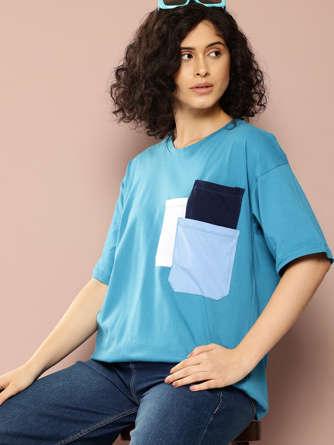 

Harvard T-shirt with Patch Pockets, Blue