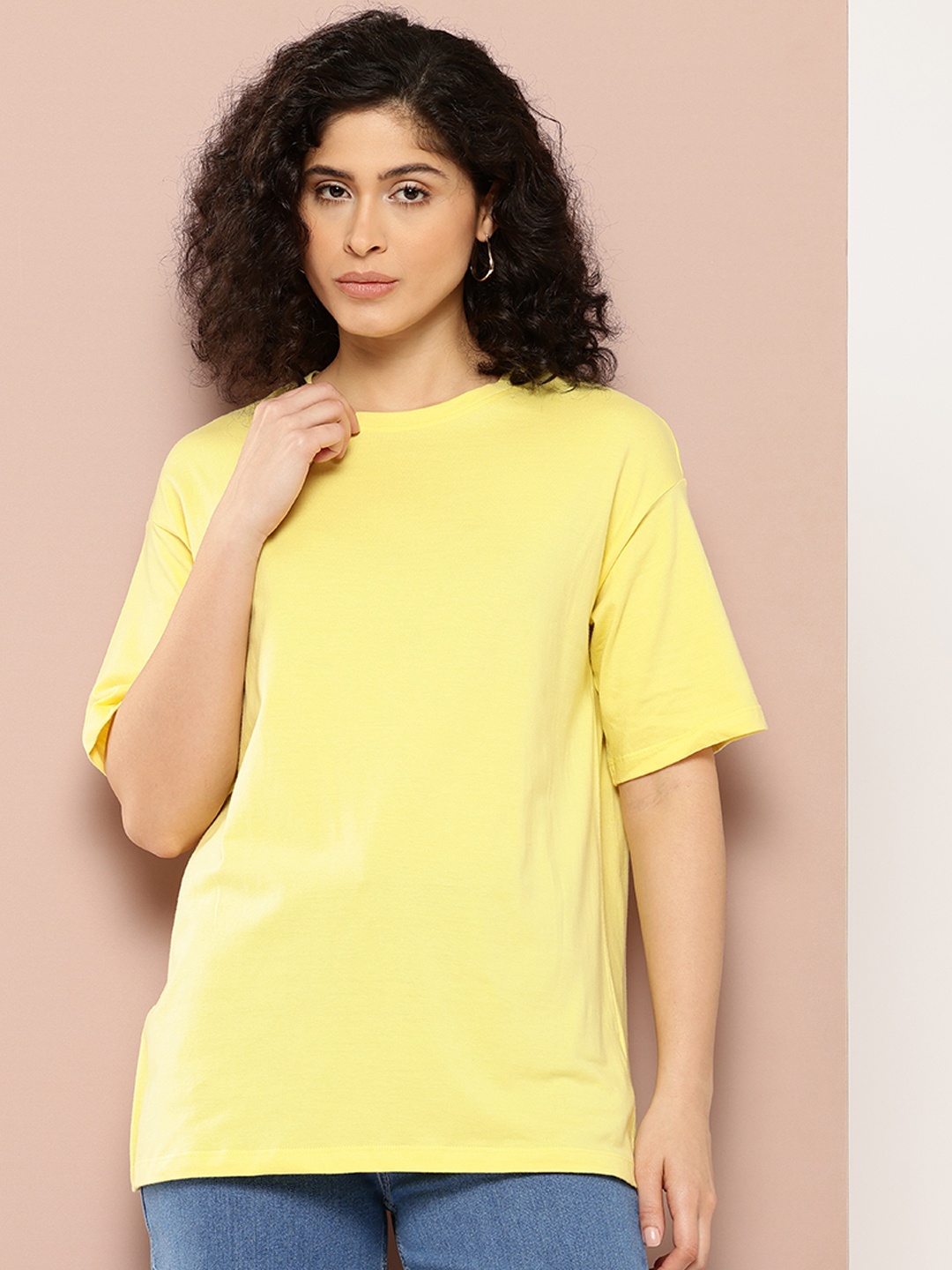 

Harvard Drop-Shoulder Sleeves Cotton T-shirt, Yellow