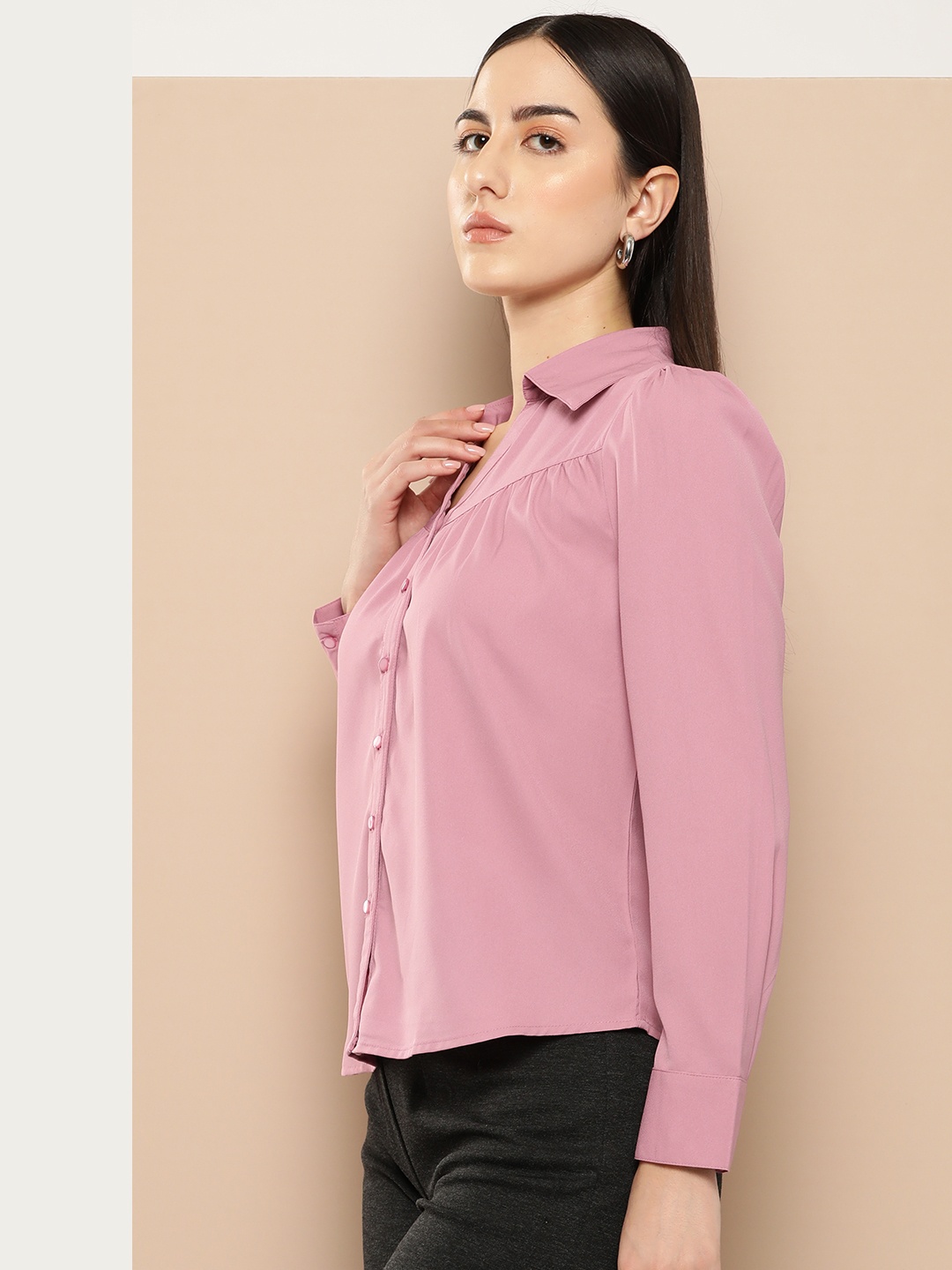 

her by invictus Full Sleeves Casual Shirt, Mauve