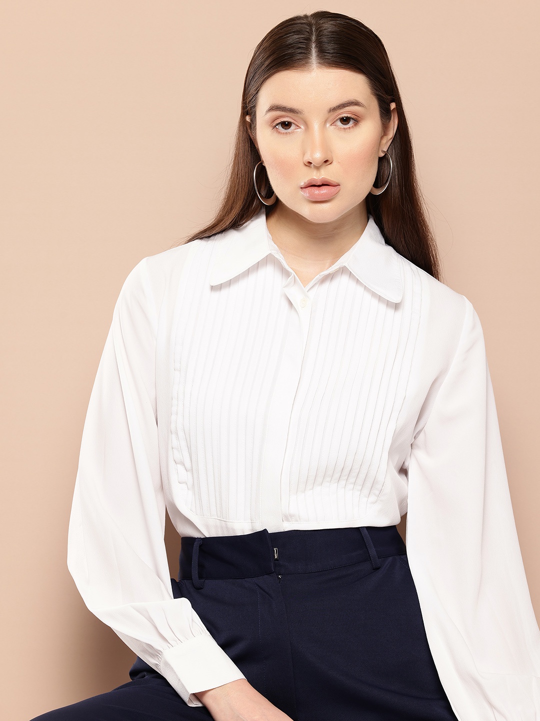 

her by invictus Pintuck Detail Shirt, White
