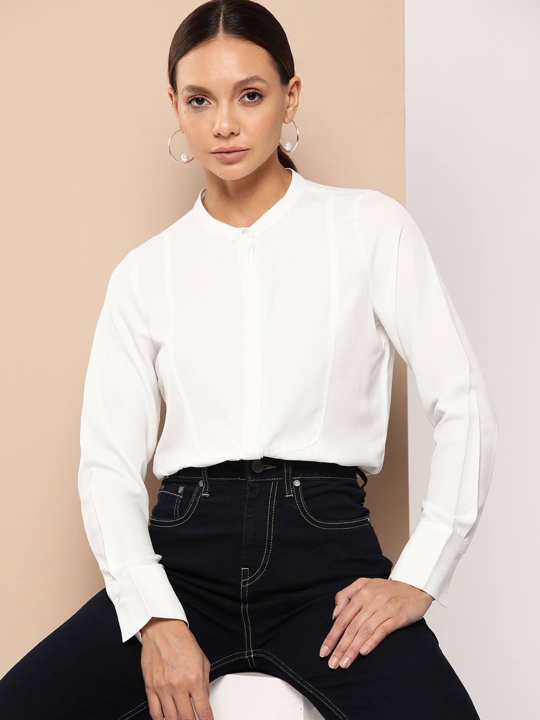 

her by invictus Opaque Smart Casual Shirt, White