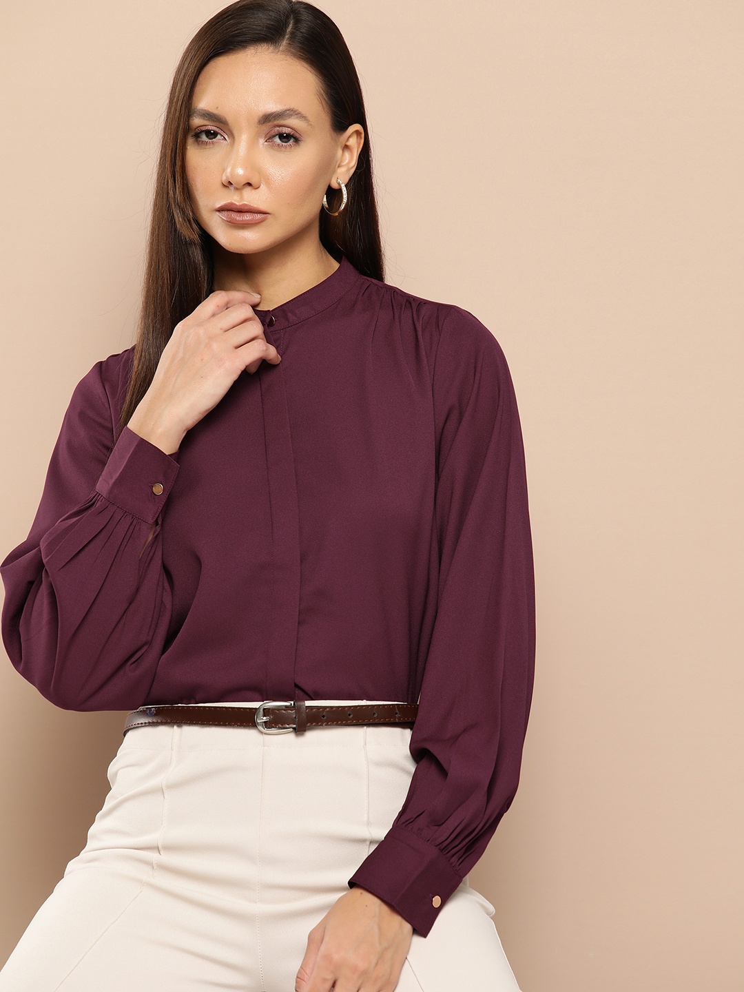 

her by invictus Opaque Formal Shirt, Burgundy