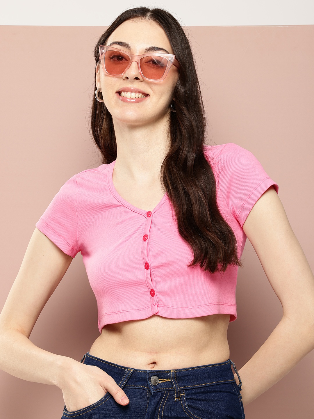 

Harvard Pure Cotton Ribbed Crop Top, Pink