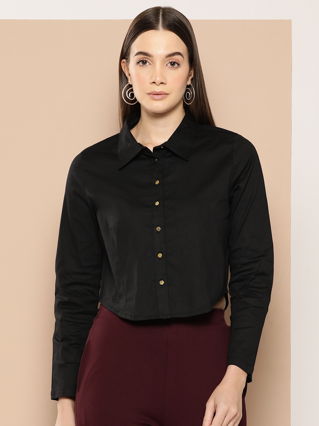 

Chemistry Full Sleeves Crop Shirt, Black