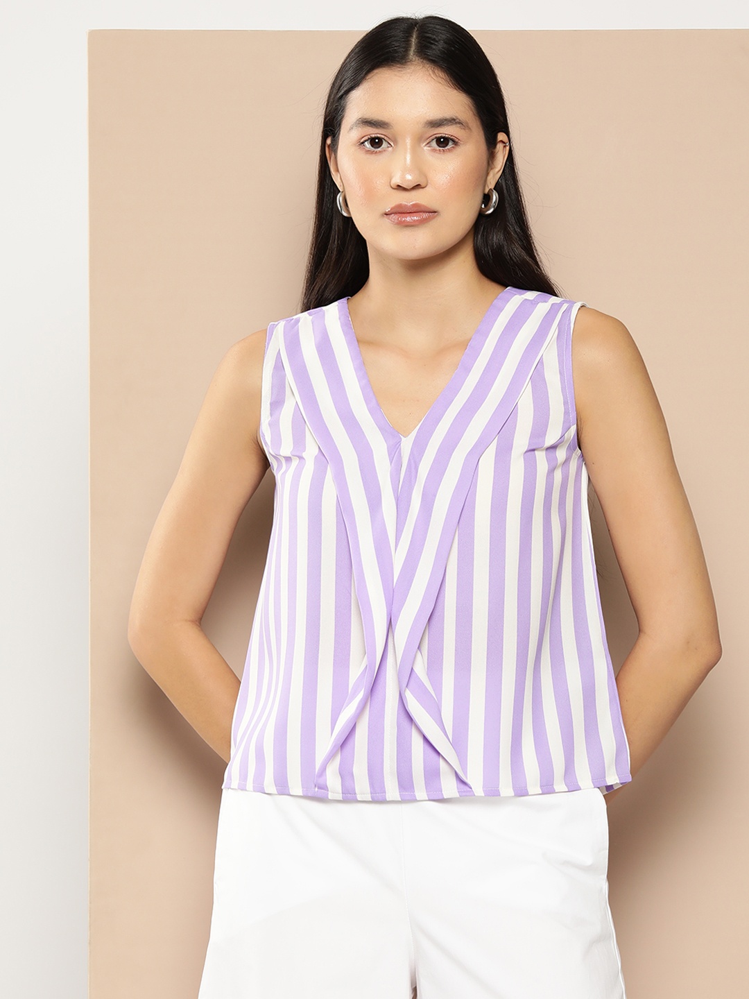 

Chemistry Striped Layered Top, Lavender