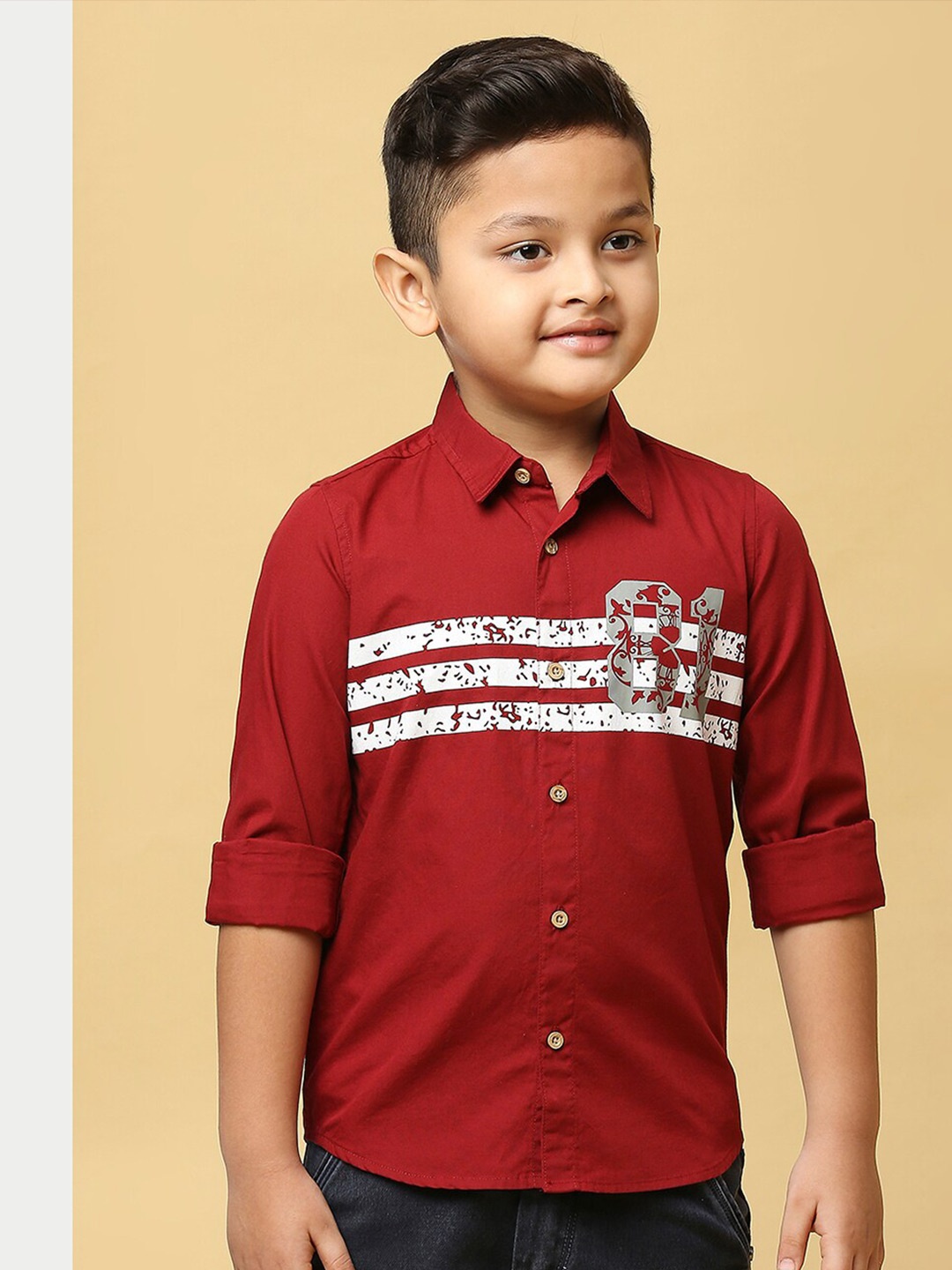 

Killer Boys Striped Smart Oxford Organic Cotton Casual Shirt, Maroon