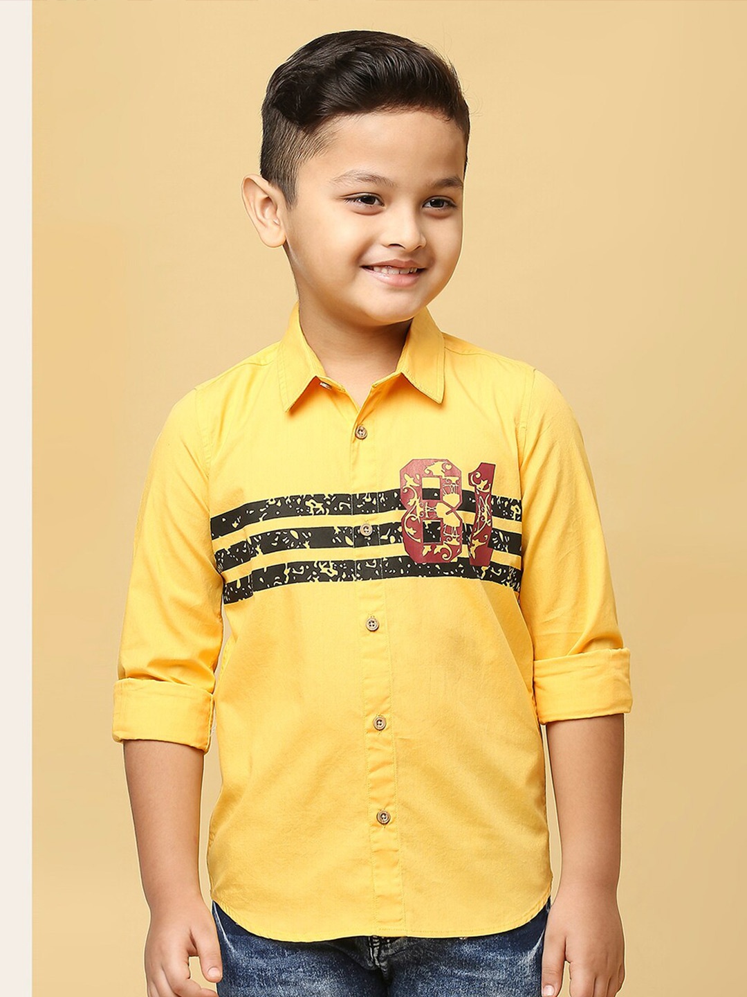 

Killer Boys Smart Striped Oxford Organic Cotton Casual Shirt, Yellow