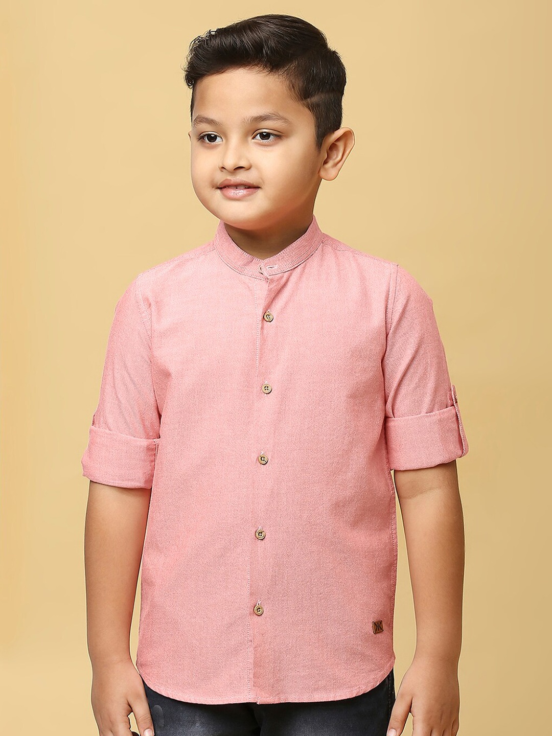 

Killer Boys Smart Oxford Roll-Up Sleeves Organic Cotton Casual Shirt, Coral