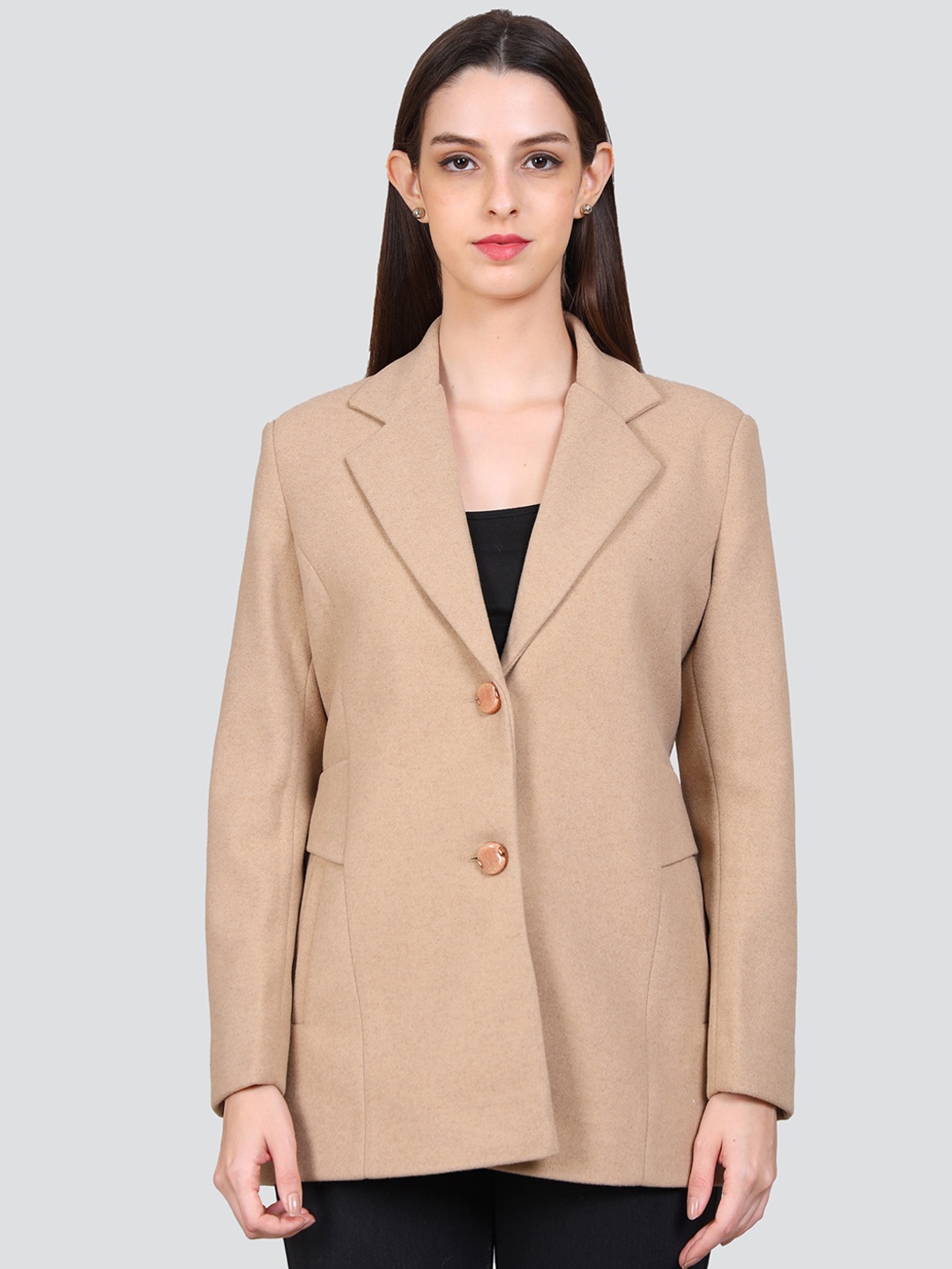 

YOUNG CLUB CLASSIC Notched Lapel Woollen Overcoat, Tan