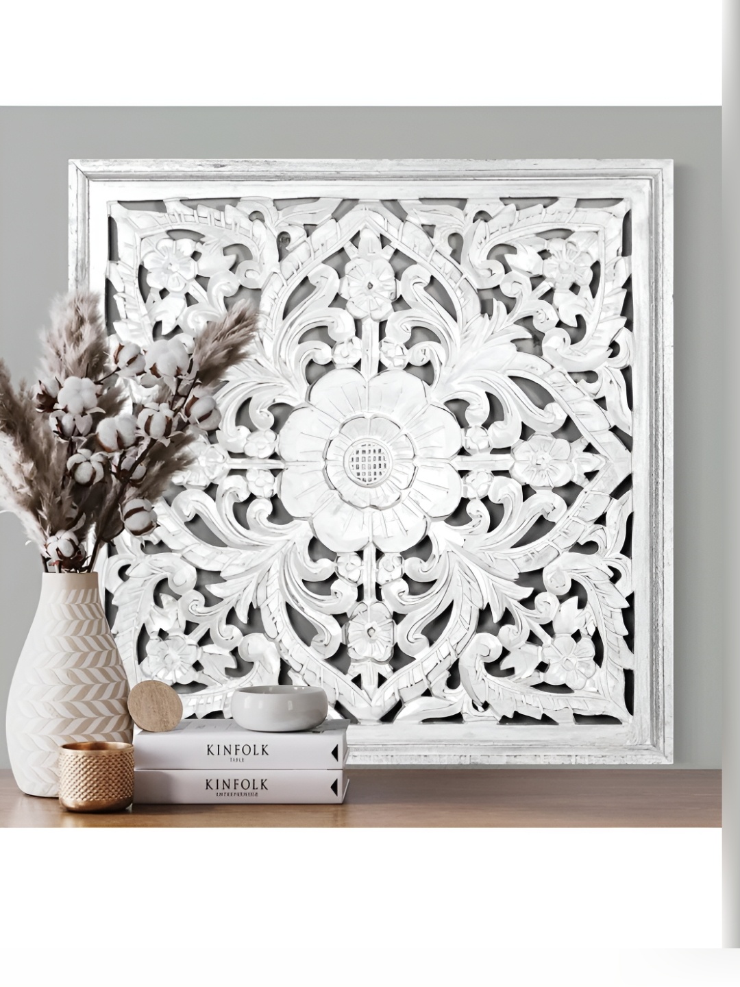 

Duadecor White 1Piece Textured Wooden Wall Decor