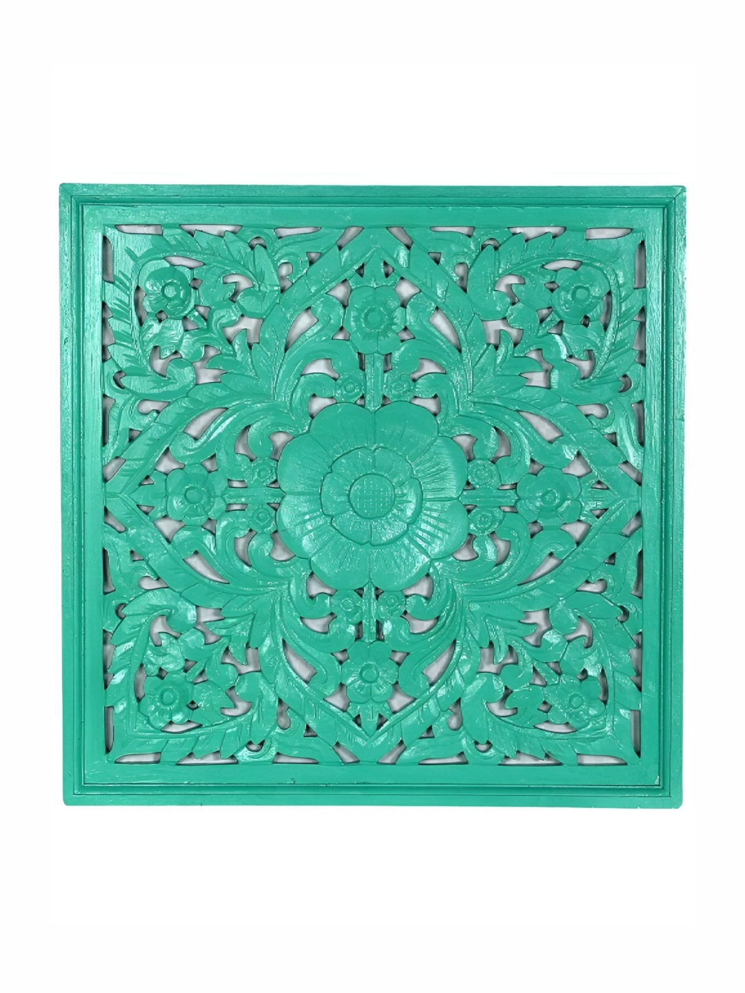 

Duadecor Green 1 Piece Floral Carved Wooden Wall Hanging