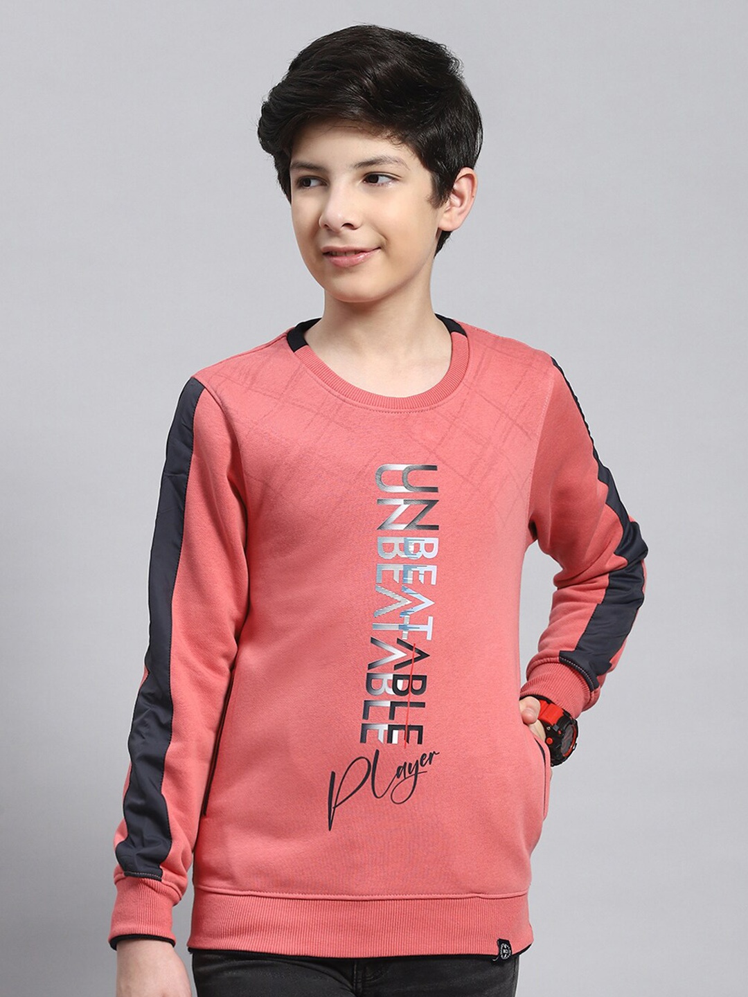 

Monte Carlo Boys Typography Printed Cotton Sweatshirt, Pink