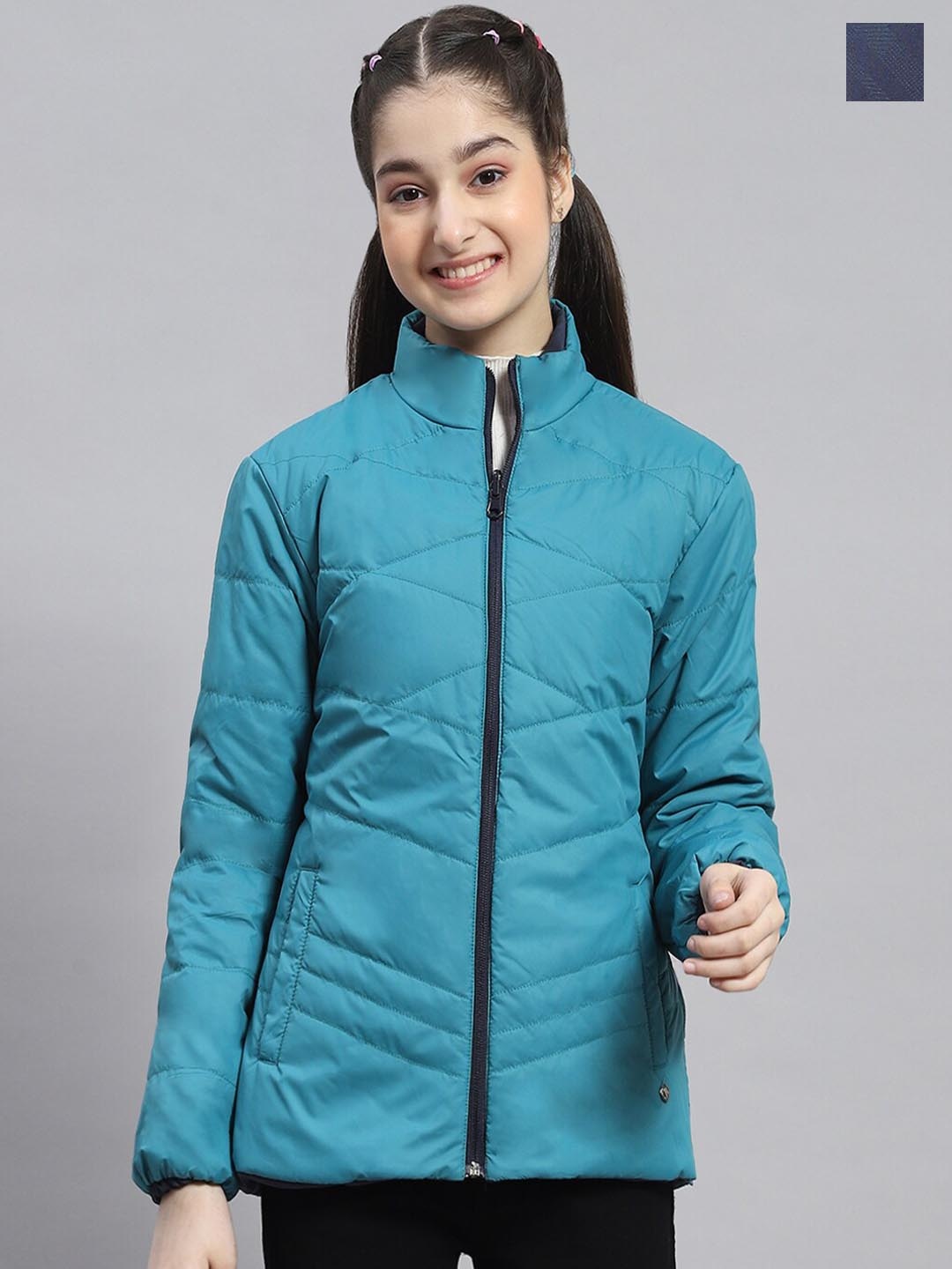 

Monte Carlo Girls Mock Collar Reversible Padded Jacket, Navy blue