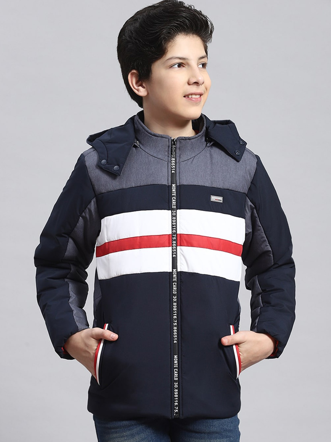 

Monte Carlo Boys Striped Lightweight Padded Jacket, Navy blue