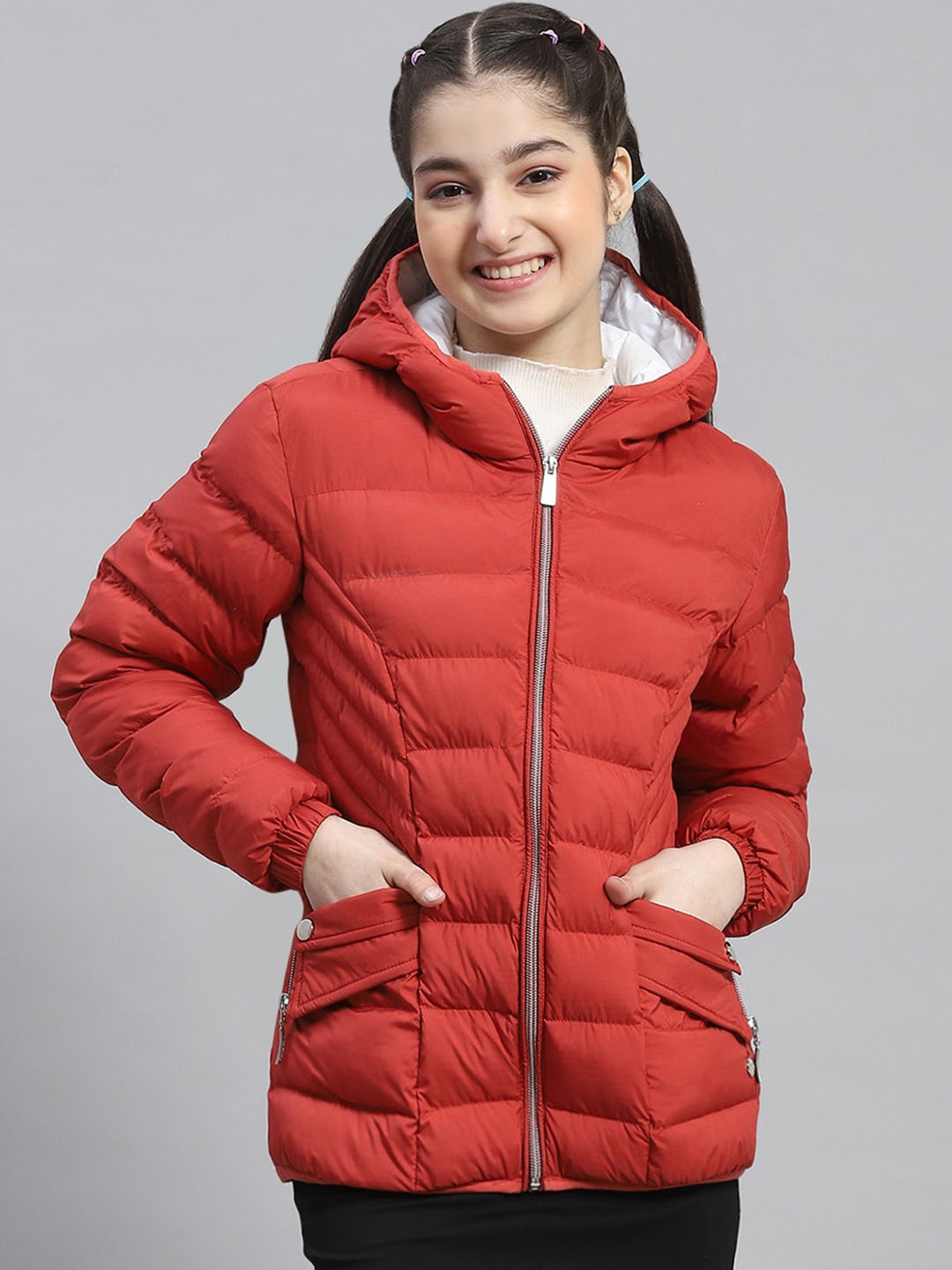 

Monte Carlo Girls Hooded Lightweight Padded Jacket, Red