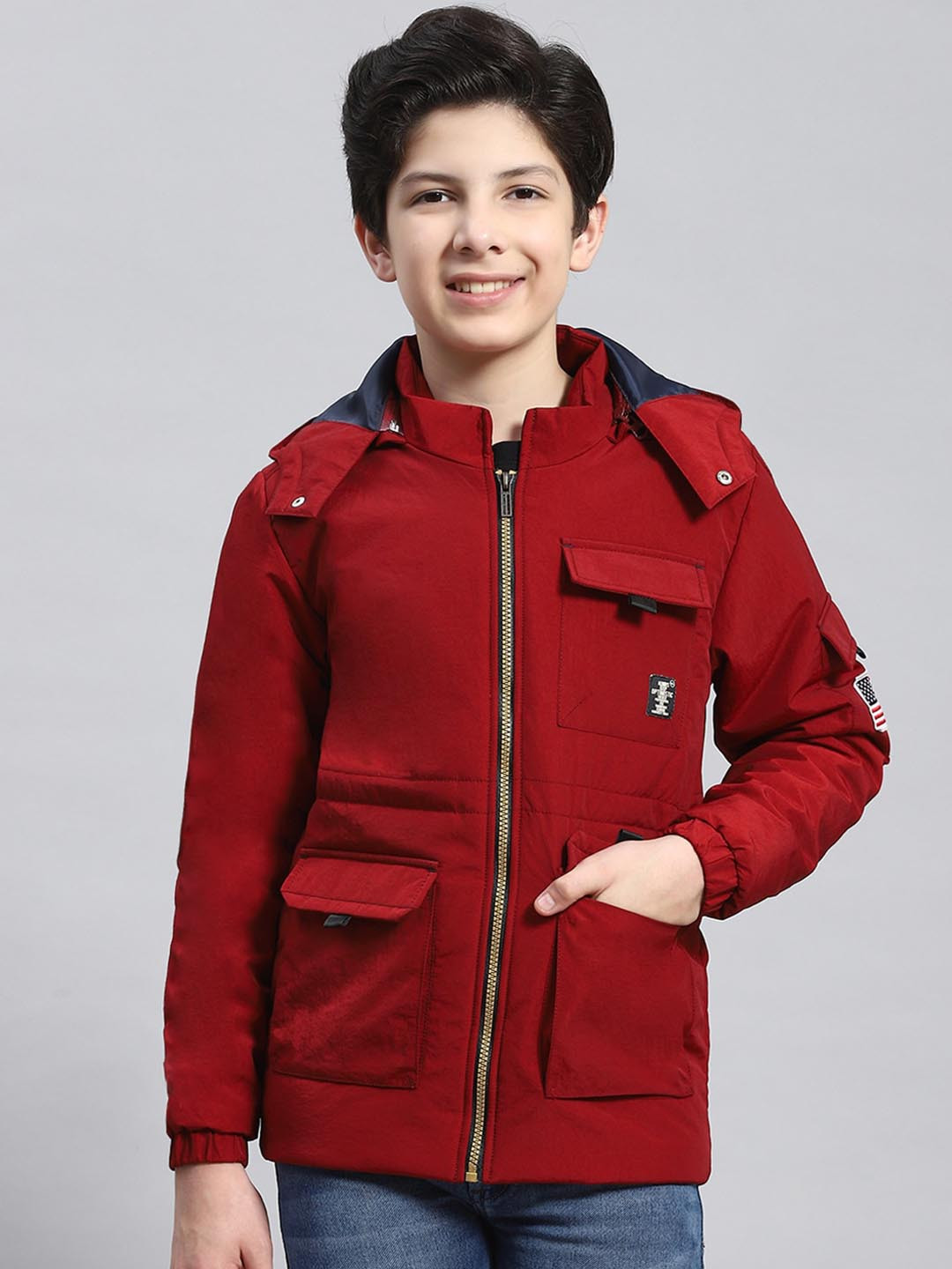 

Monte Carlo Boys Lightweight Hooded Tailored Jacket, Maroon