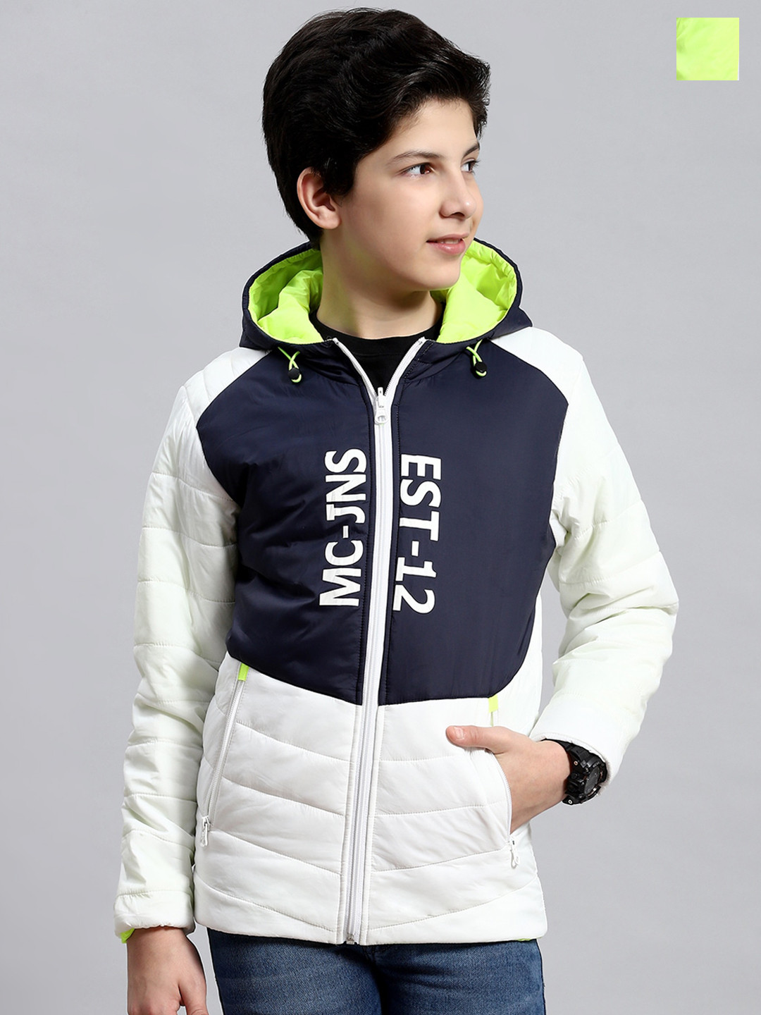 

Monte Carlo Boys Colourblocked Hood Reversible Padded Jacket, White