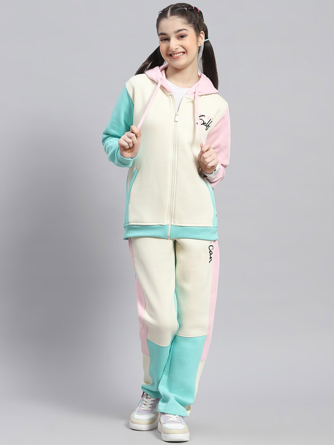 

Monte Carlo Girls Colourblocked Hooded Tracksuit, Cream