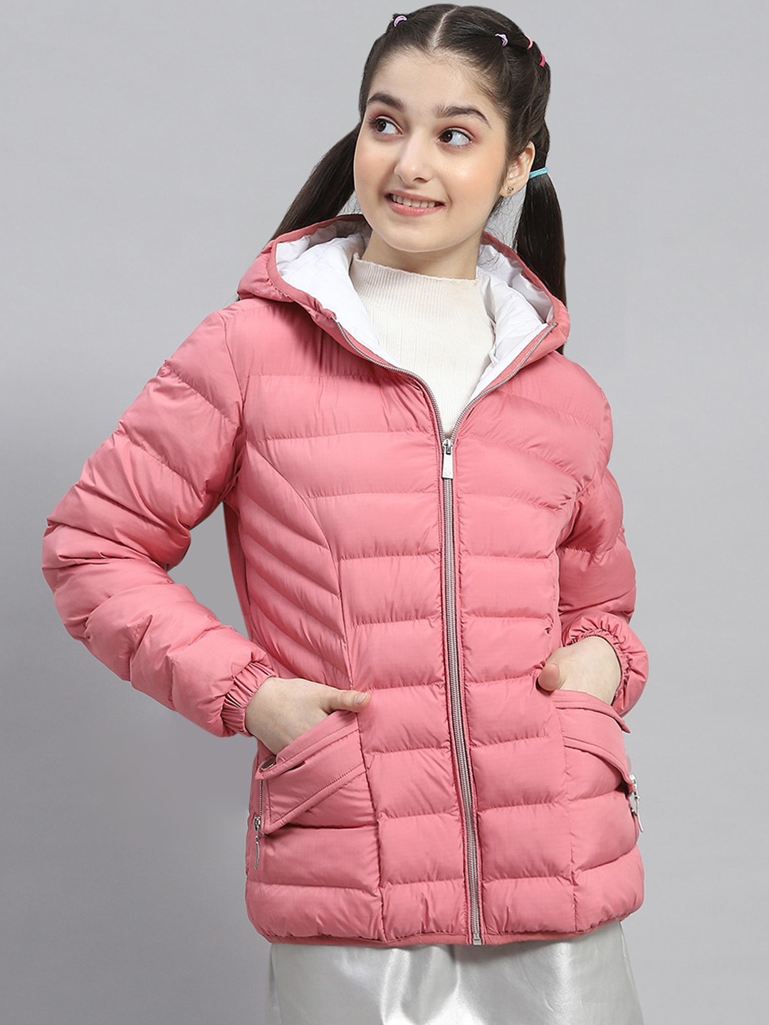 

Monte Carlo Girls Long Sleeves Lightweight Hood Puffer Jacket, Pink