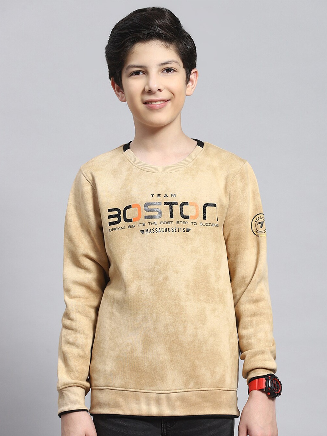 

Monte Carlo Boys Typography Printed Pullover Sweatshirt, Beige