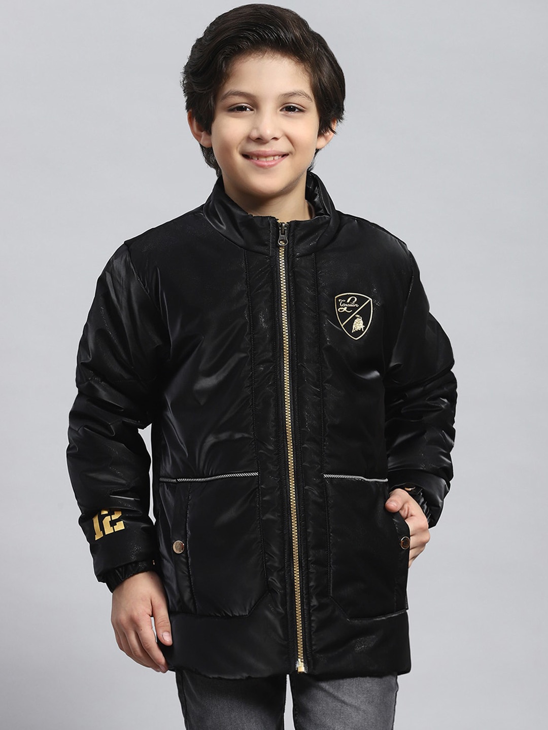 

Monte Carlo Boys Mock Collar Lightweight Padded Jacket, Black
