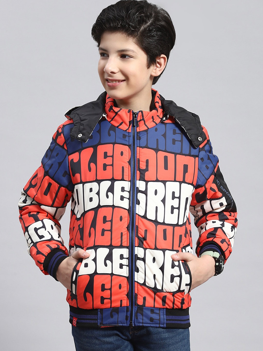 

Monte Carlo Boys Typography Printed Lightweight Padded Jacket, Rust