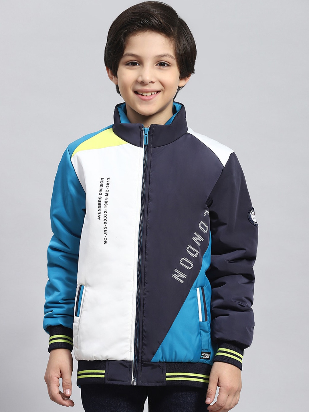 

Monte Carlo Boys Colourblocked Lightweight Bomber Jacket, Navy blue