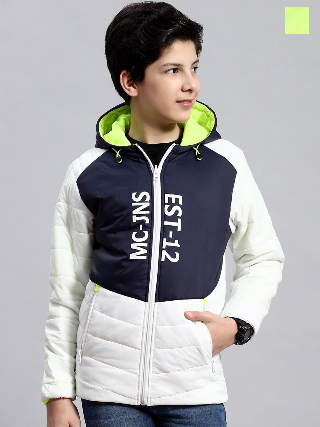 

Monte Carlo Boys Colourblocked Reversible Quilted Jacket, White