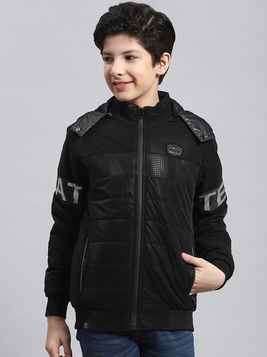

Monte Carlo Boys Mock Collar Lightweight Padded Jacket, Black