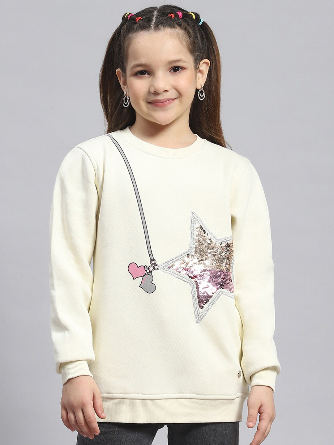 

Monte Carlo Girls Embellished Pullover Sweatshirt, Cream