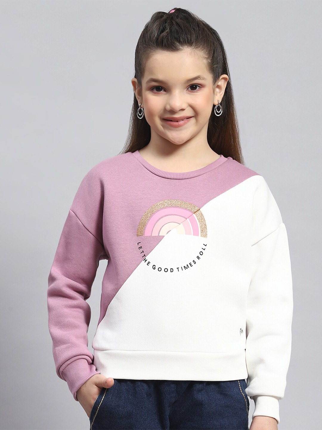 

Monte Carlo Girls Colourblocked Pullover Sweatshirt, Purple
