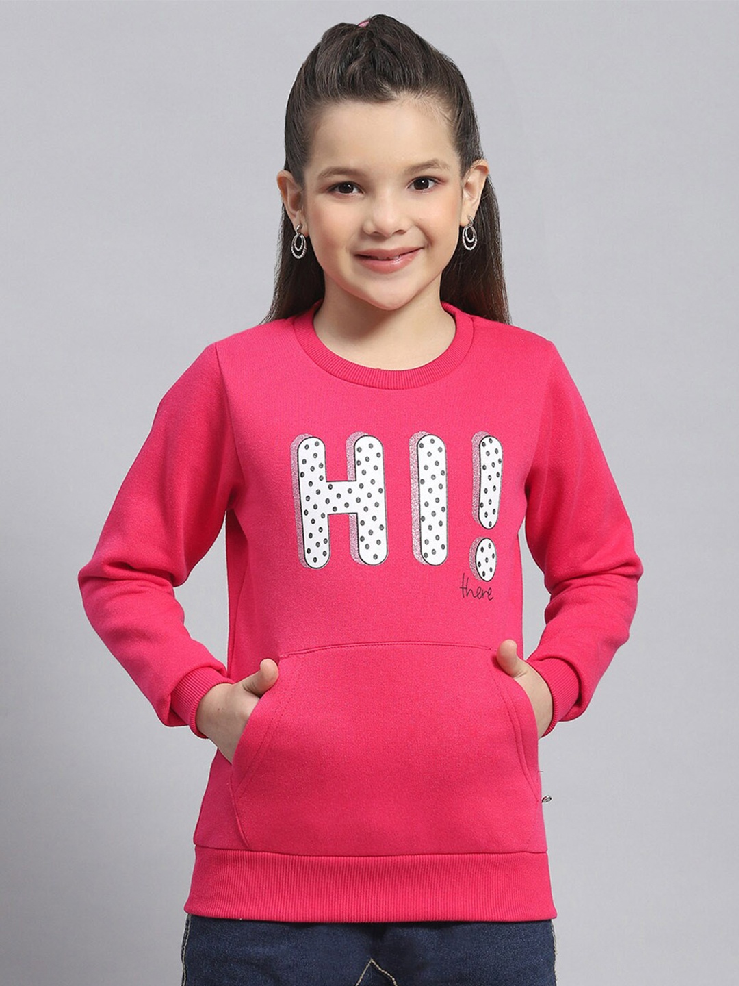 

Monte Carlo Girls Typography Printed Pullover Sweatshirt, Magenta