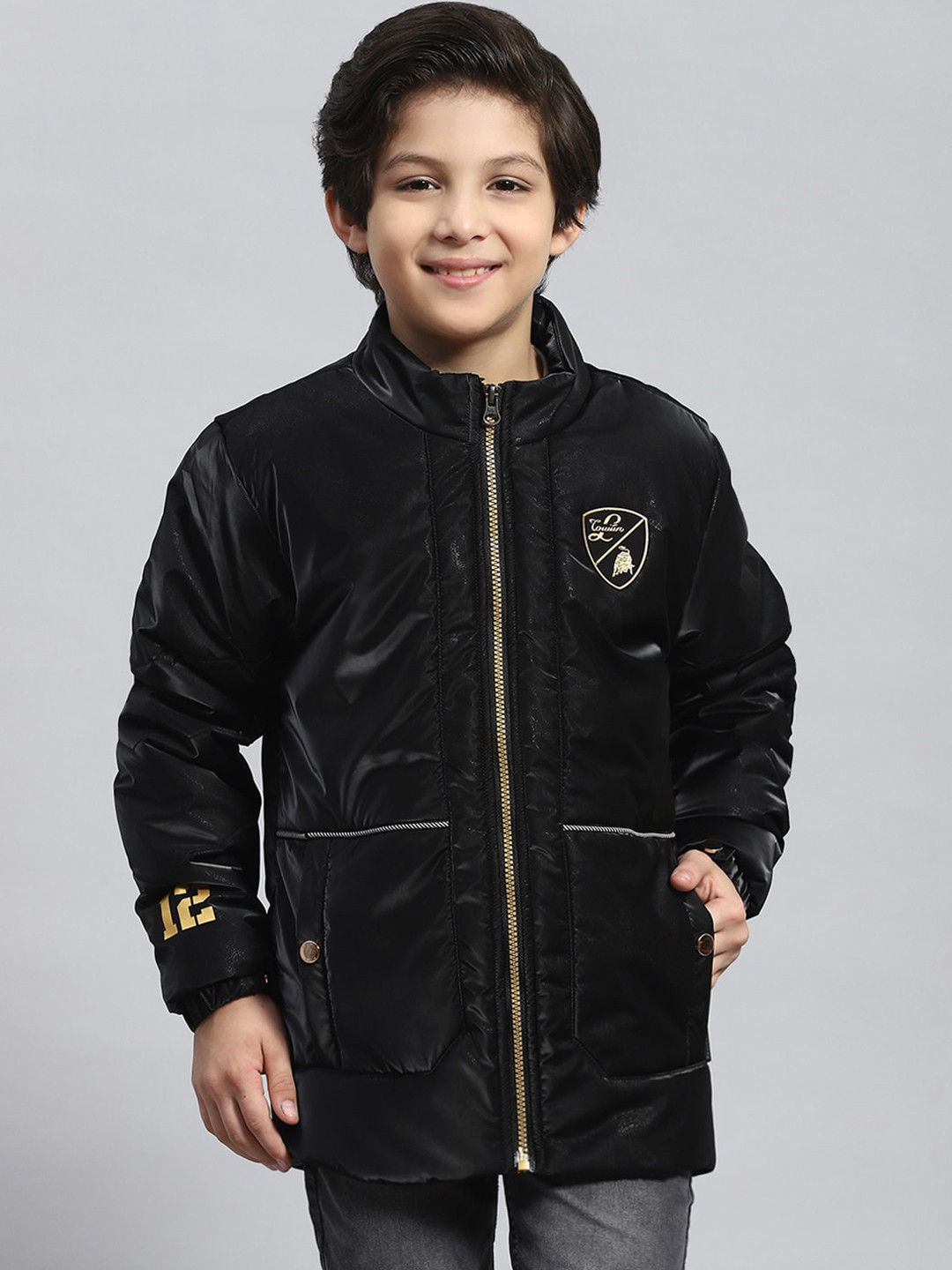 

Monte Carlo Boys Stand Collar Lightweight Tailored Jacket, Black