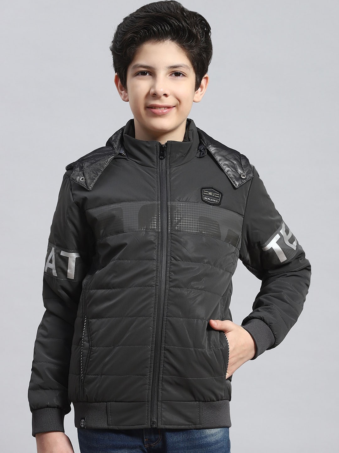 

Monte Carlo Boys Lightweight Hooded Padded Jacket, Charcoal