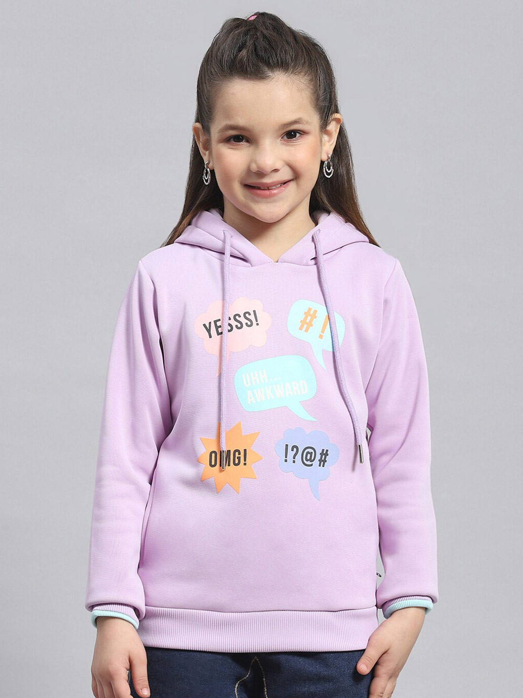 

Monte Carlo Girls Typography Printed Hooded Pullover Sweatshirt, Purple
