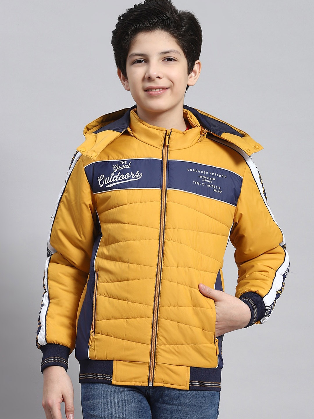 

Monte Carlo Boys Mock Collar Lightweight Padded Jacket, Mustard